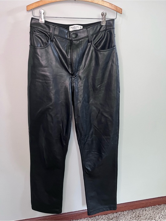 Abercrombie & Fitch Pants - Abercrombie & Fitch The 90s Straight Ultra High Rise Vegan Leather Pants Black 6
